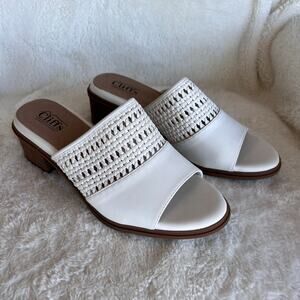 Cliffs by White Mountain Corley White Woven Slide Block Heeled Sandal 9.5
